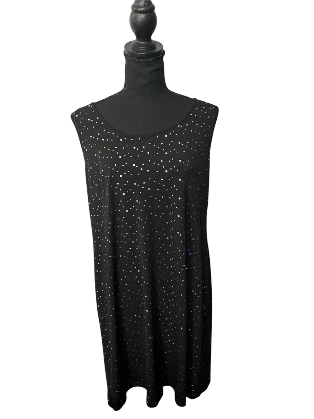 Bob Mackie Wearable Art Black Rhinestone Dress Sparkly Sleeveless Glam Large - Picture 2 of 7
